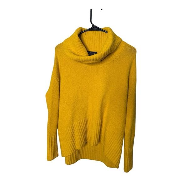 Rachel Zoe Merino Wool Blend Cowl Neck Mustard Womens Oversized Sweater XS - Picture 3 of 7